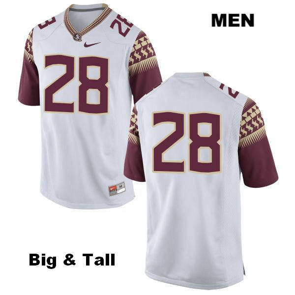 Men's NCAA Nike Florida State Seminoles #28 D'Marcus Adams College Big & Tall No Name White Stitched Authentic Football Jersey HND3269XZ